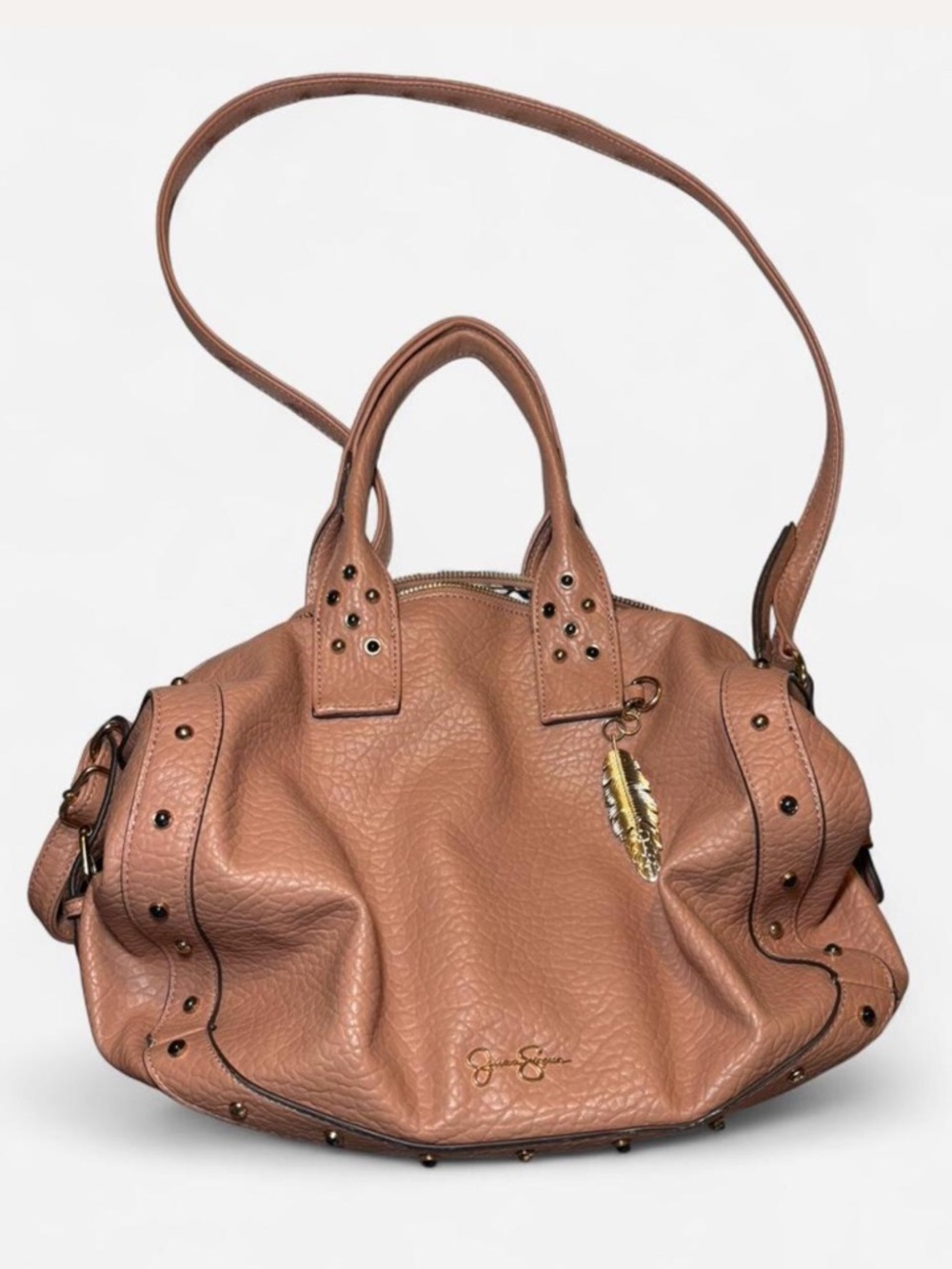 Jessica Simpson Pink Textured Handbag with Stud Accents